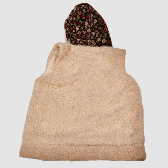 Hooded Fluffy Vest Ears Front Buttons Cream 2 3 4 - Picture 2 of 4